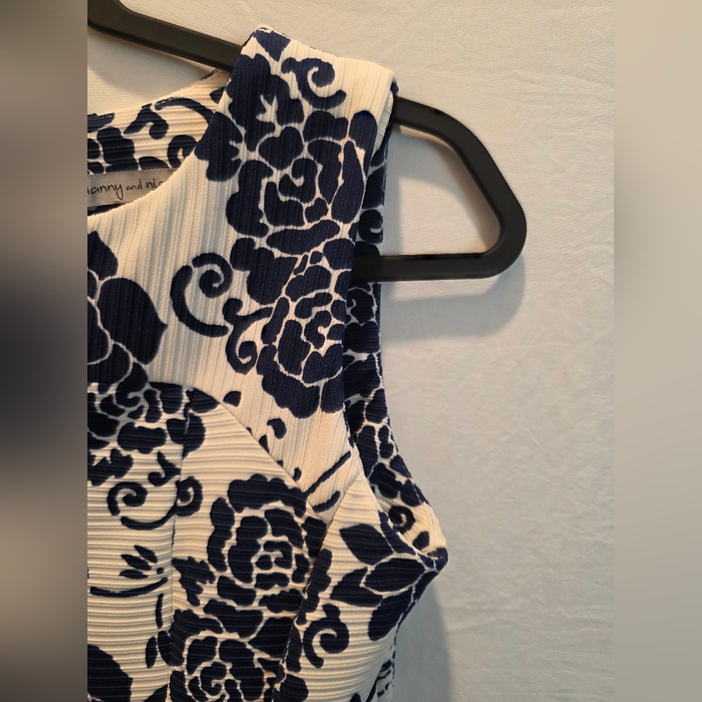 Danny & Nicole Floral Fit Flare Midi Dress Dark Coquette Romantic Regency Size 4 - Picture 6 of 12